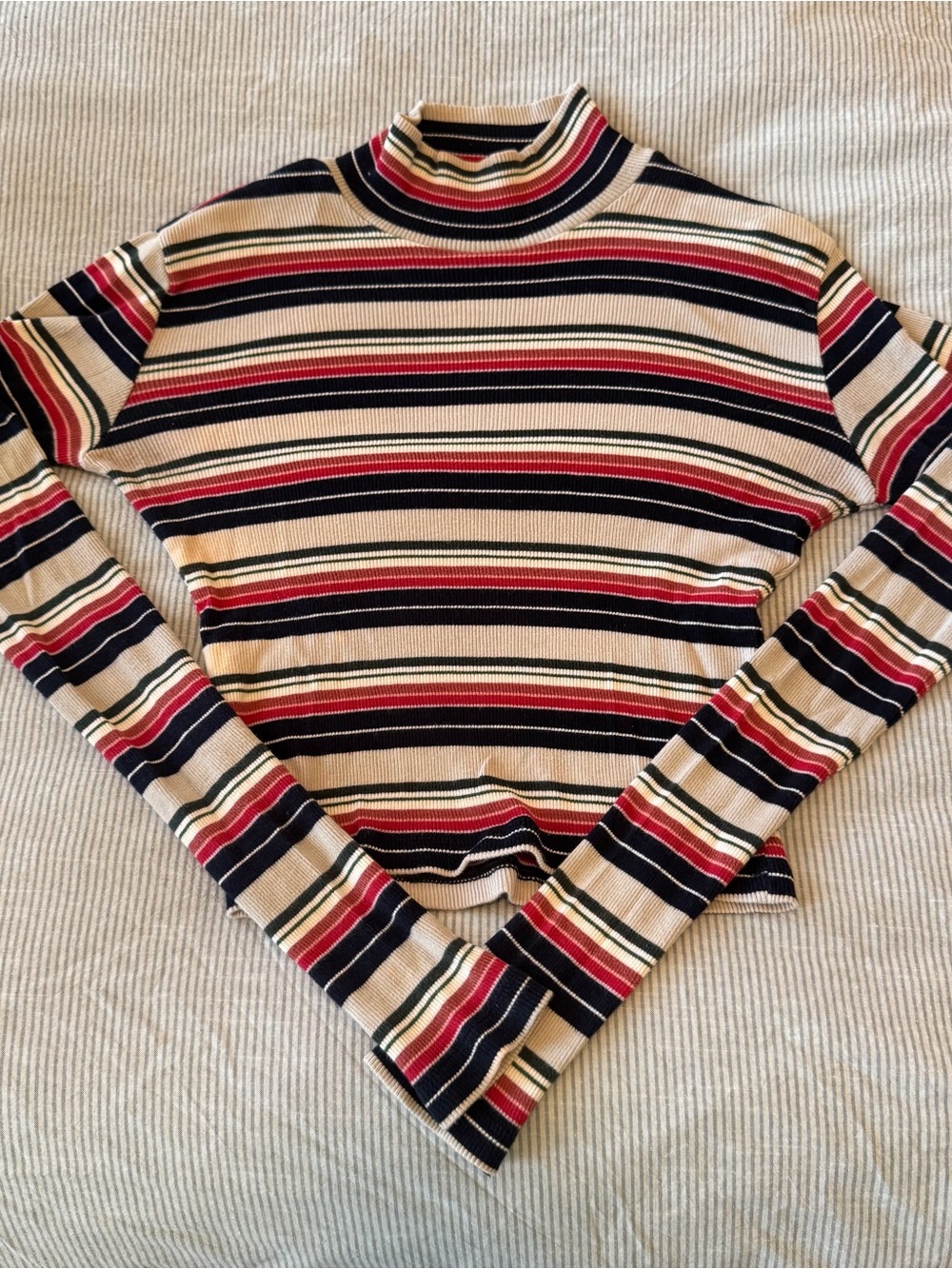 Brandy Melville Striped Turtleneck Long-Sleeve Top